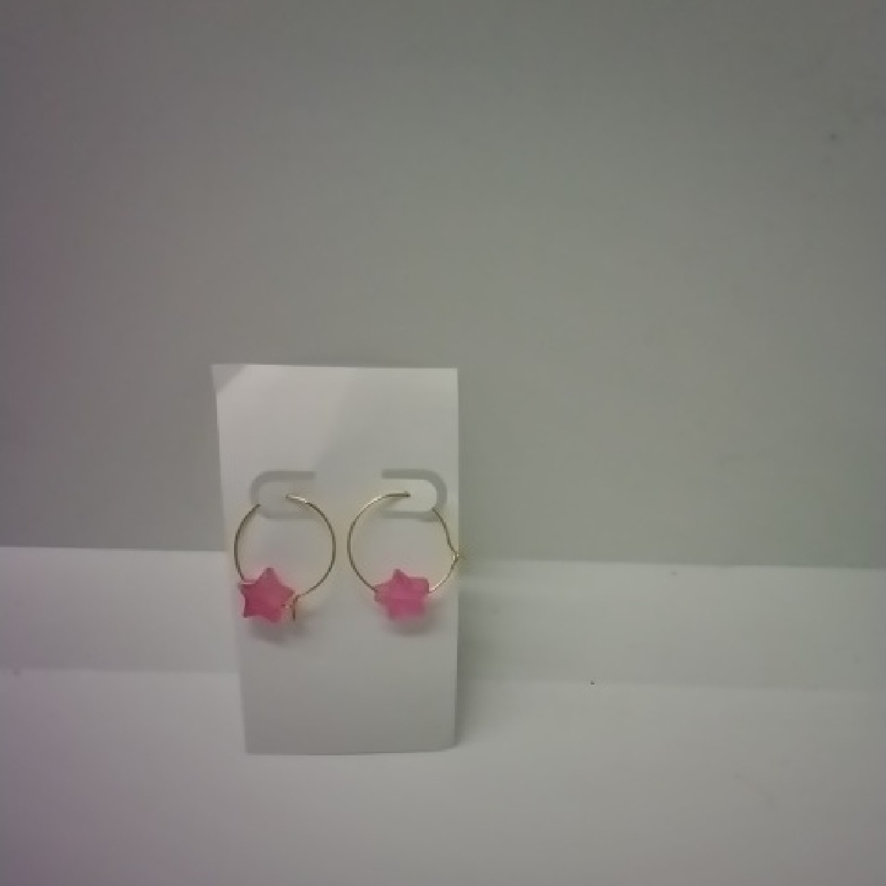 Lorena Espinoza Design Gold and Pink Star Earrings
